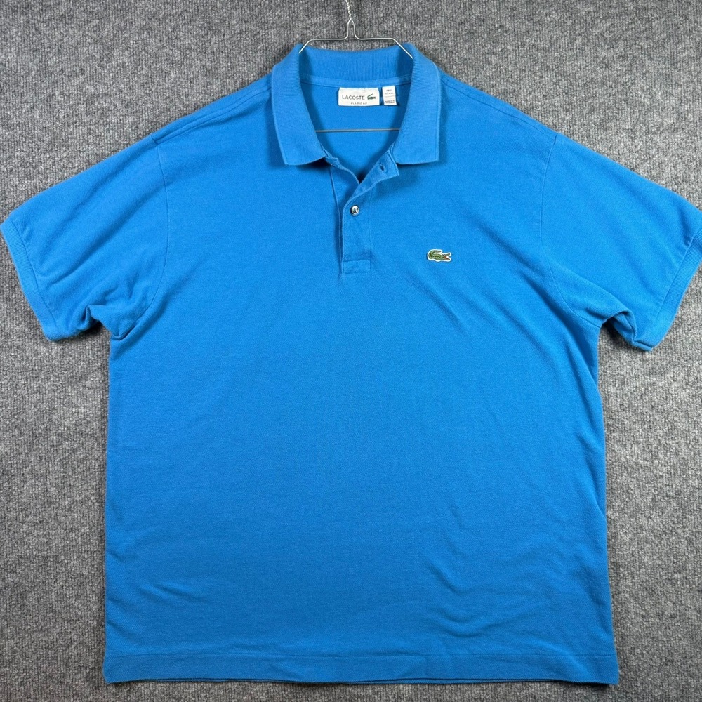 Lacoste Polo Shirt Mens XXL Blue Short Sleeve Classic Fit Pique Cotton Logo